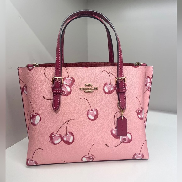 Coach Handbags - Coach Flower Pink/Bright Violet Mollie Tote Bag 25 With Cherry Print #CR293
